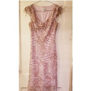 Beige & pink paisley flowy boho dress